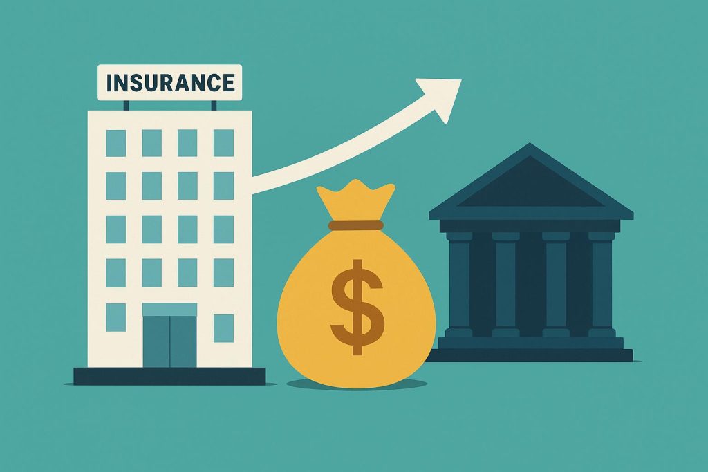 Insurance companies expanding fund lending services, financial growth, and investment concepts