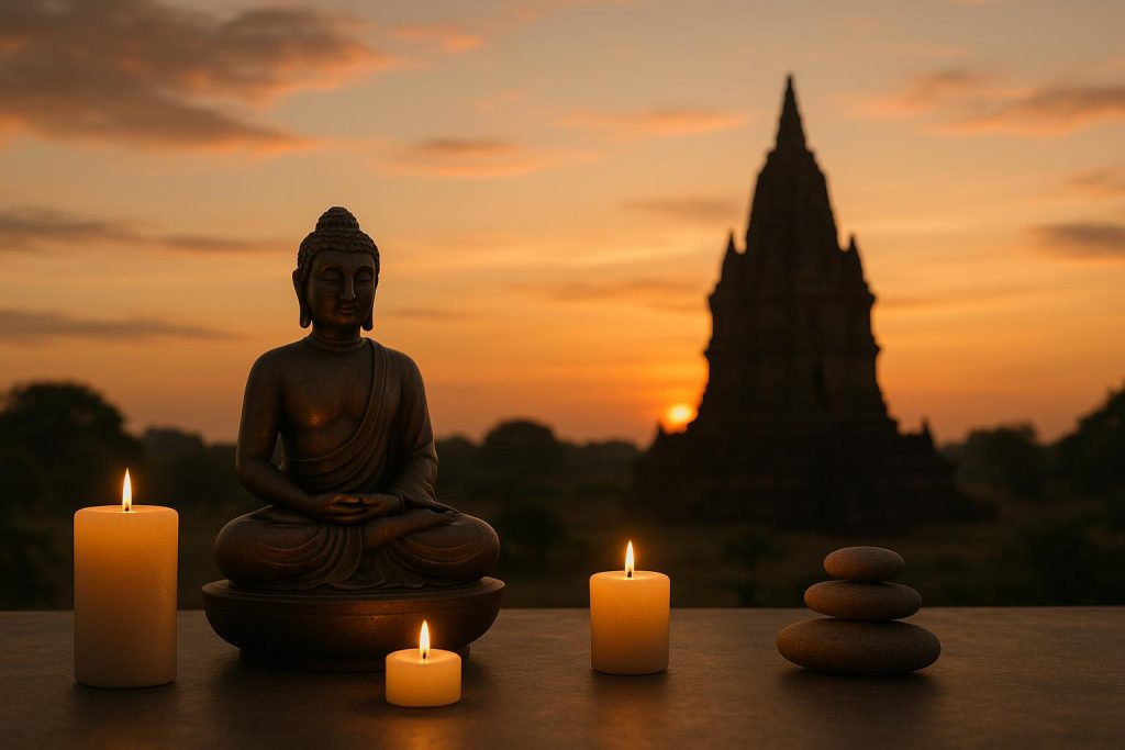 Contemporary spiritual symbols representing alternative practices outside traditional temples